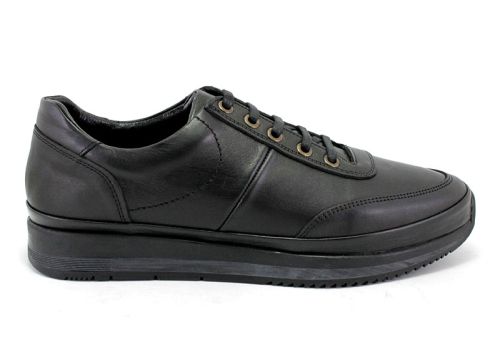 Мъжки ежедневни обувки от естествена кожа с връзки в черно модел Алдо