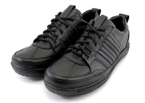 Мъжки черни, ежедневни обувки от естествена кожа с връзки, модел 159.