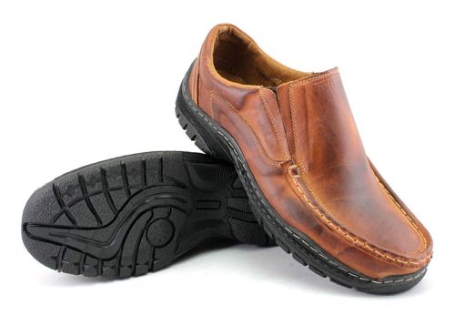 Pantofi casual barbati din piele, maro - model 069