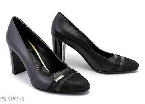 Дамски официални обувки изработени в актуалната за сезона комбинация от естествена кожа и естествена сатен кожа. Модел МИКА.