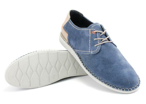 Мъжки обувки от естествен велур в синьо, Модел Джак