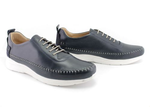 Мъжки обувки от естествена кожа в тъмно синьо - Модел Лукас.