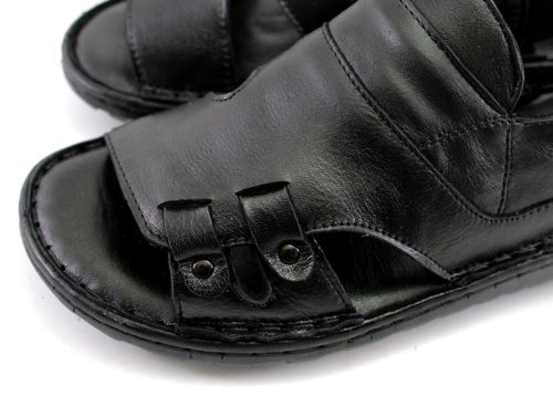 Мъжки сандали от естествена кожа в черно- модел Кубер.