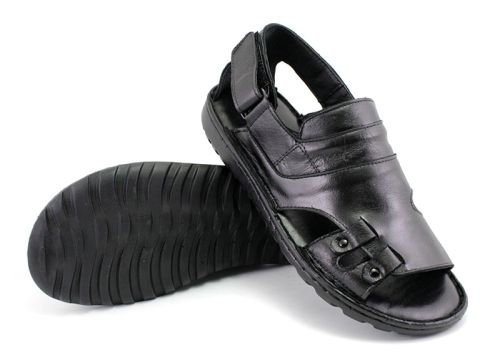 Sandale barbati din piele in negru - model Kuber.