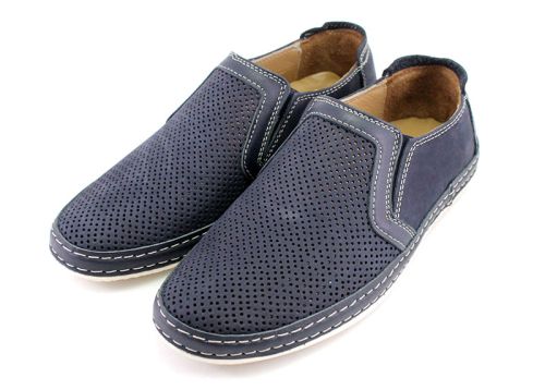 Мъжки летни обувки в тъмно синьо, модел Амадеус.