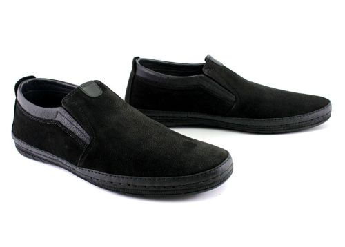 Pantofi barbati din nubuc natural in negru - model Salvatore