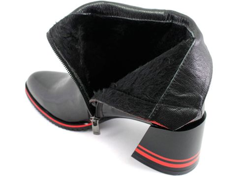 Botine elegante de damă cu fermoar lateral în negru - Model Janina.