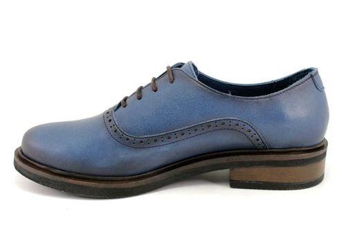 Дамски ежедневни обувки с връзки в дънково синьо - Модел Вирджиния.