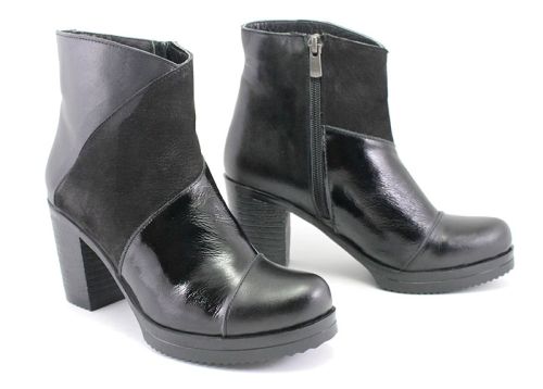 Botine de damă cu fermoar lateral în negru - Model Valencia.