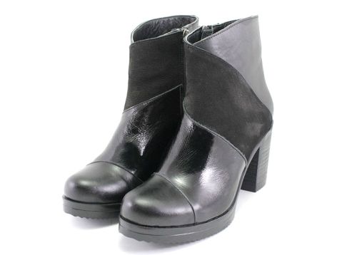 Botine de damă cu fermoar lateral în negru - Model Valencia.