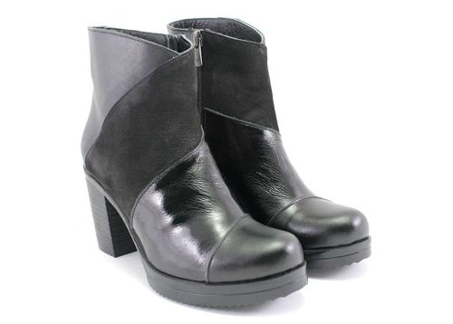 Botine de damă cu fermoar lateral în negru - Model Valencia.