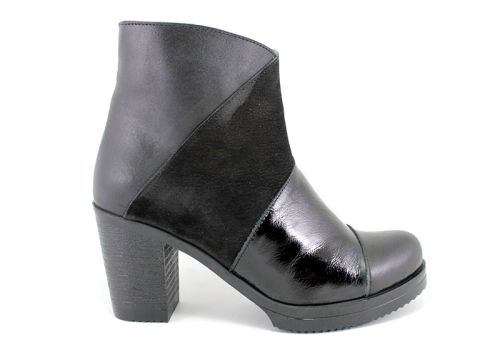 Botine de damă cu fermoar lateral în negru - Model Valencia.