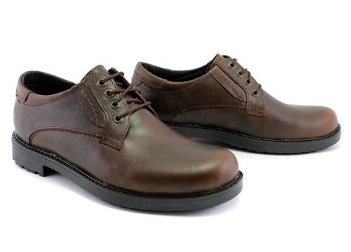 Мъжки ежедневни обувки с връзки в кафяво - Модел Николо.