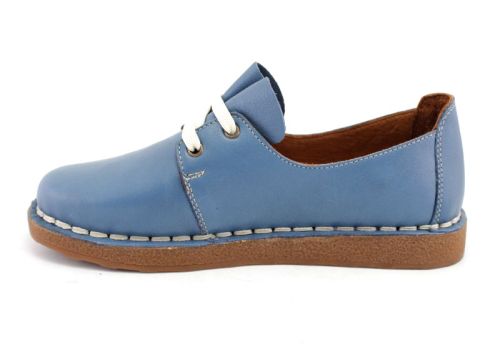 Дамски обувки от мека кожа в син деним - Модел Зита.