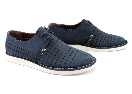 Мъжки летни обувки от тъмно син набук - Модел Хорхе.