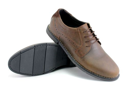 Мъжки, ежедневни обувки от естествена кожа в кафяво