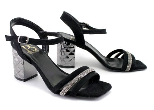 Дамски сандали от изкуствен набук в черно- Модел Илина.