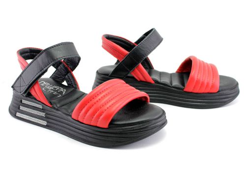 Дамски сандали в червено и черно - Модел Александра.
