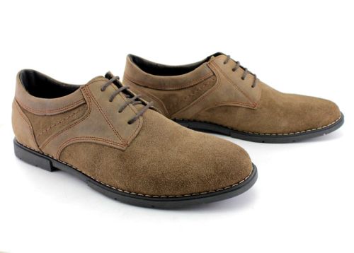 Мъжки, ежедневни обувки от естествен велур в кафяво - Модел Купър