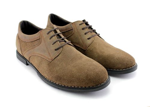 Мъжки, ежедневни обувки от естествен велур в кафяво - Модел Купър