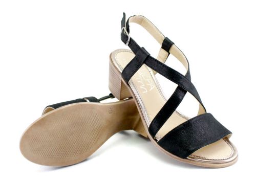 Sandale de damă din piele naturală negru - Model Mary