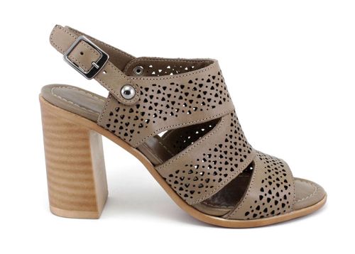 Дамски сандали от естествена кожа в цвят визон - Модел Далия.