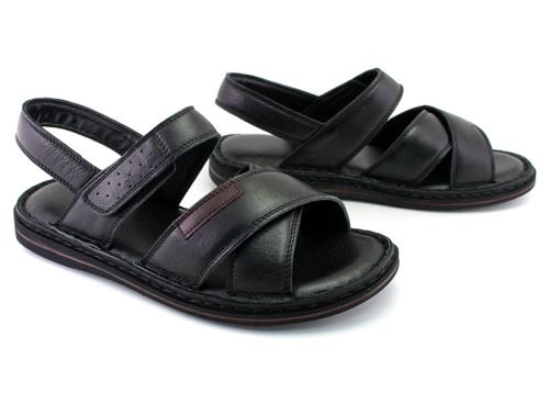 Мъжки сандали от естествена кожа в черно - модел Братан.