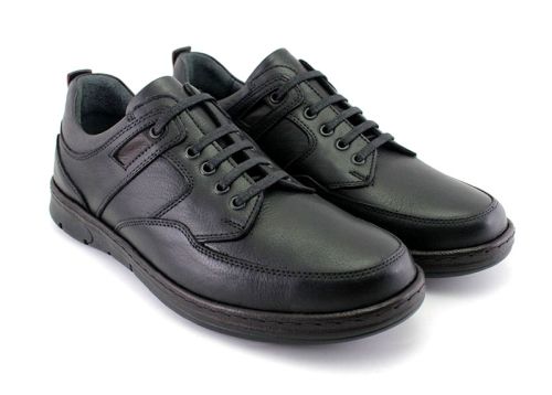 Мъжки ежедневни обувки с връзки в черно - Модел Руслан