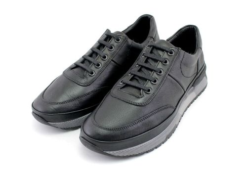 Мъжки ежедневни обувки с връзки в черно - Модел Габриел.
