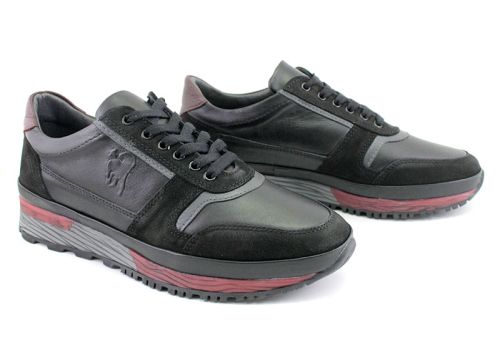 Мъжки ежедневни обувки с връзки в черно - Модел Димас