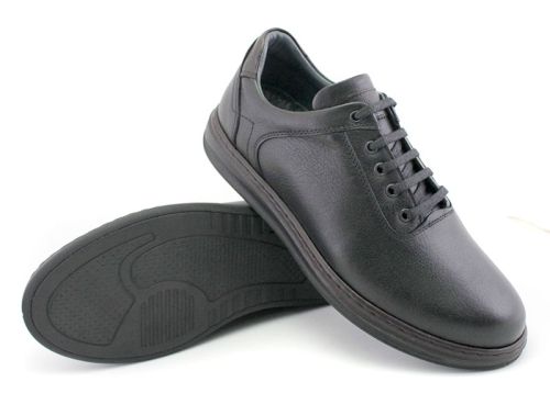 Мъжки ежедневни обувки с връзки в черно - Модел Робин