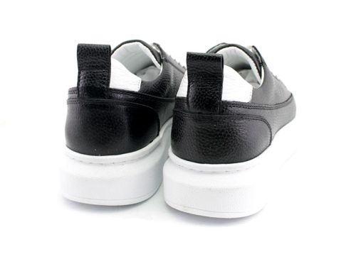 Мъжки, спортни обувки от естествена кожа в черно - Модел Роки