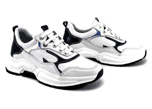 Дамски спортни обувки в бяло и синьо -  Модел Бианка.