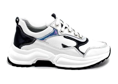 Дамски спортни обувки в бяло и синьо -  Модел Бианка