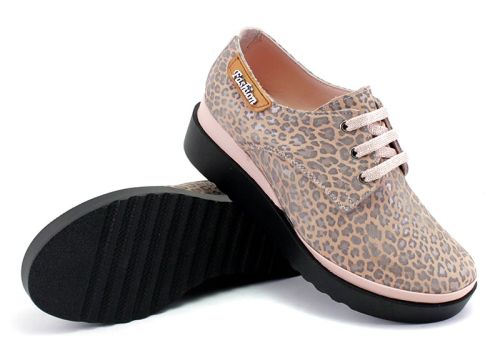 Дамски, ежедневни обувки от естествена кожа в пантерено розово, модел  Калипсо