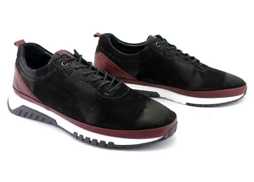 Мъжки, ежедневни обувки от естествен набук в черно - Модел Бруно.