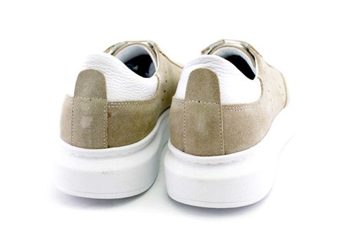 Мъжки, спортни обувки от естествен велур в бежово - Модел Ринго