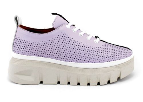 Дамски летни обувки от естествена кожа в лилаво - Модел Хелена