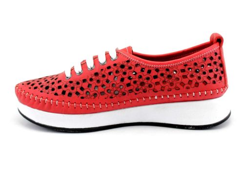 Дамски летни обувки от естествена кожа в червено - Модел Севиля