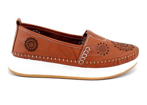 Дамски летни обувки от естествена кожа в кафяво - Модел Мурсия