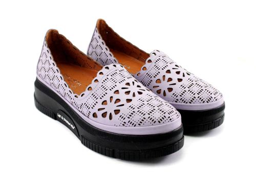 Дамски летни обувки от естествена кожа в лилаво - Модел Олеся