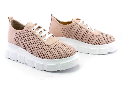 Дамски летни обувки от естествена кожа в розово - Модел Деница.