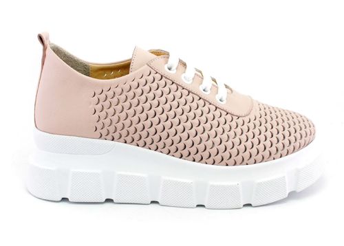 Дамски летни обувки от естествена кожа в розово - Модел Деница
