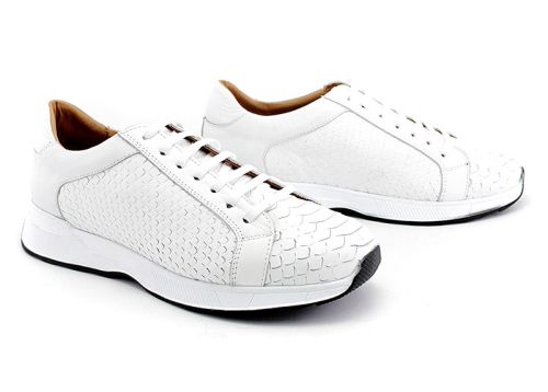 Мъжки ежедневни обувки с връзки в бяло - Модел Нико.