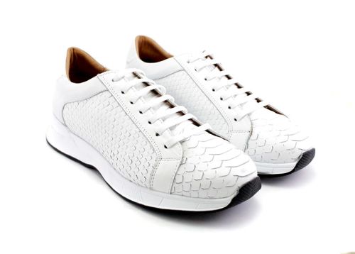 Pantofi sport barbati cu sireturi in alb - Model Nico