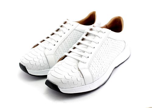 Pantofi sport barbati cu sireturi in alb - Model Nico