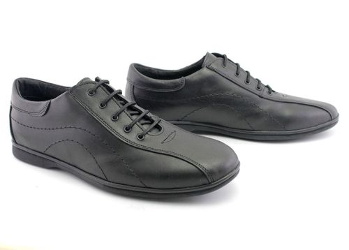 Pantofi casual barbatesti cu sireturi in negru - Model Bruno.