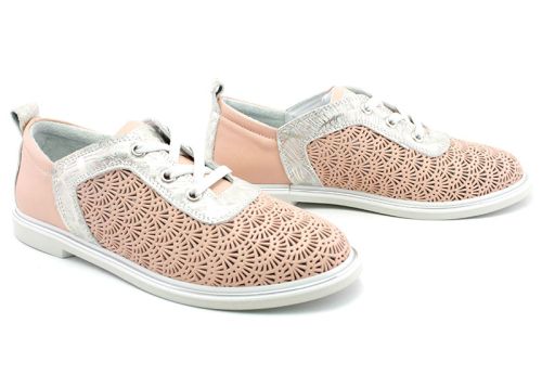 Дамски, ежедневни обувки от естествена кожа в розово, модел  Луиза