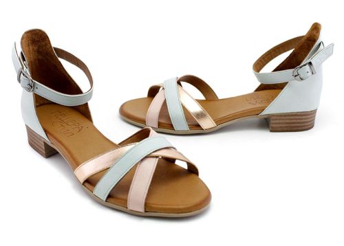 Дамски сандали от естествена кожа в цвят мулти фреш - Модел Леви