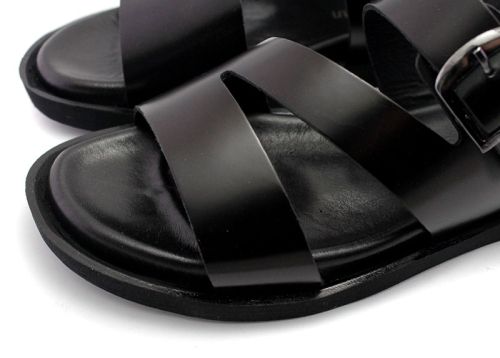 Sandale barbatesti din piele naturala de culoare neagra, model Stefano
